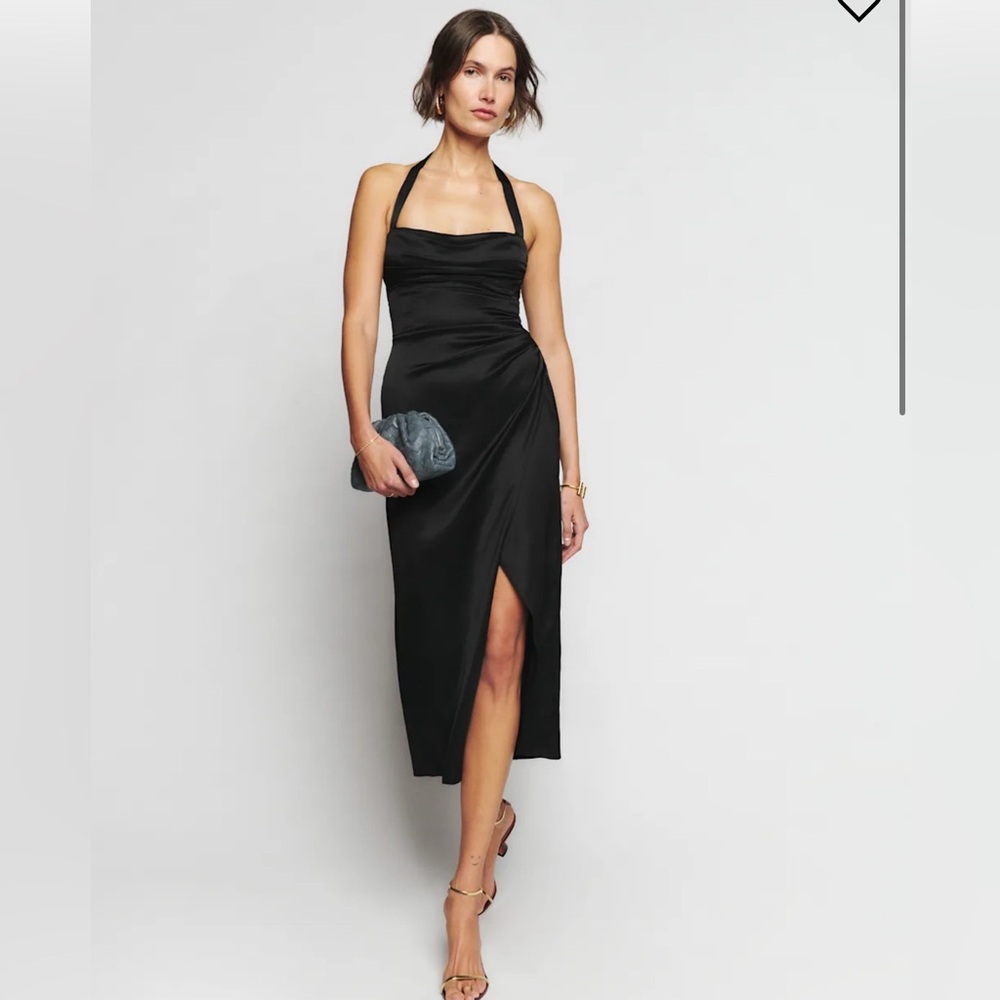 NWT Reformation Solana Satin Dress Black - Size 6